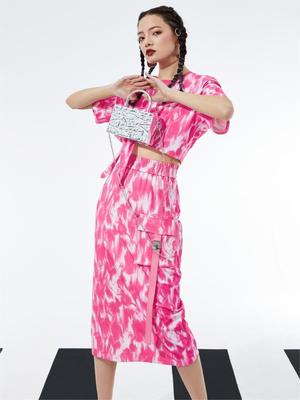 渲染红休闲上衣&半裙