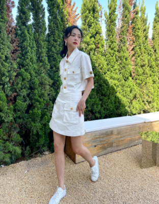 夏季简约百搭新款卡其套装